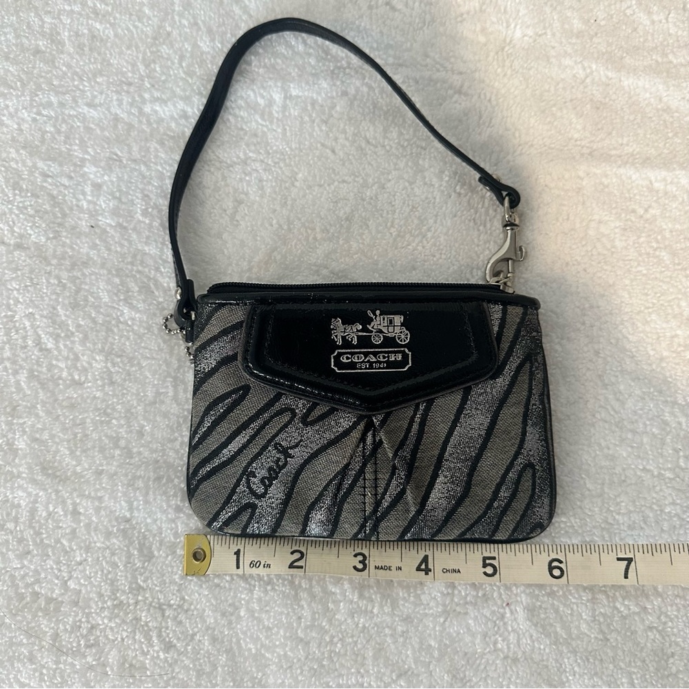 Coach Black and Grey/Silver Animal Print Wristlet